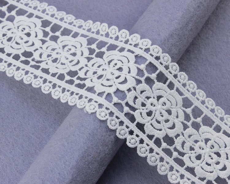Custom Color French Nylon Guipure 3D Flower Polyester Trim Lace Material Border Embroidered Lace Trim For Lingerie Dress