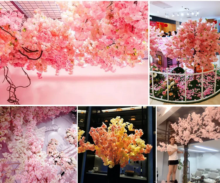 Factory Indoor Decoration Pink Artificial Cherry Blossom Tree Branches Arches Flowers Centerpiece Wedding Decoration