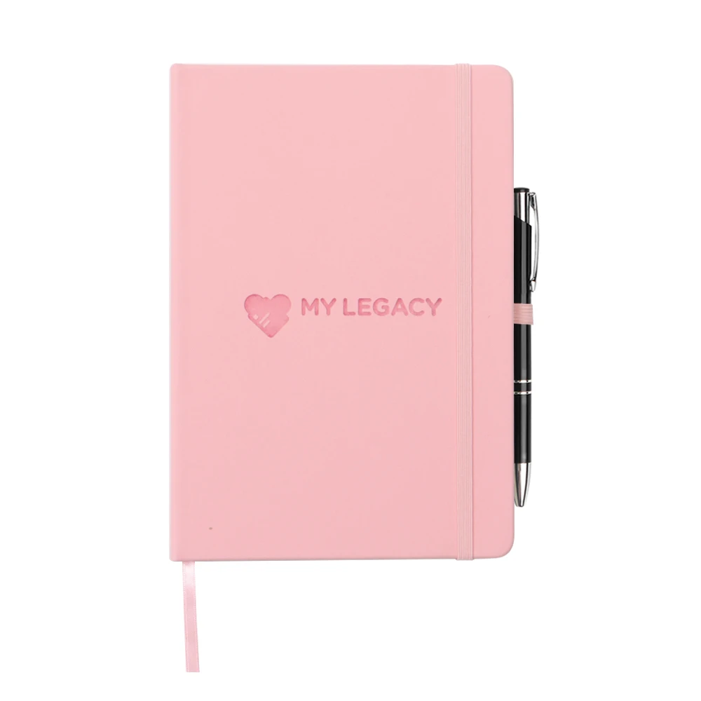 RTS A5 pu leather notebook light pink with pen holder and elastic closure