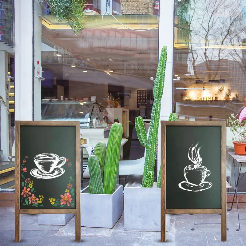 Custom Logo Double Sides Wooden Chalkboard Sign A Frame Restaurant Message Blackboard