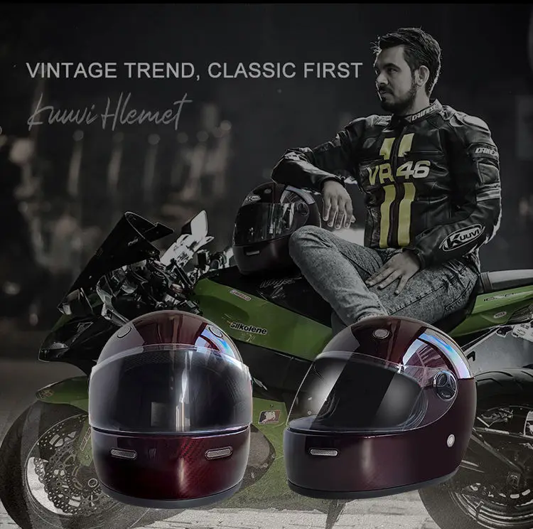 High Quality Racing Full Face Helmet Vintage Scooter Classic Helmet Motorcycle Retro Full Face Helmet