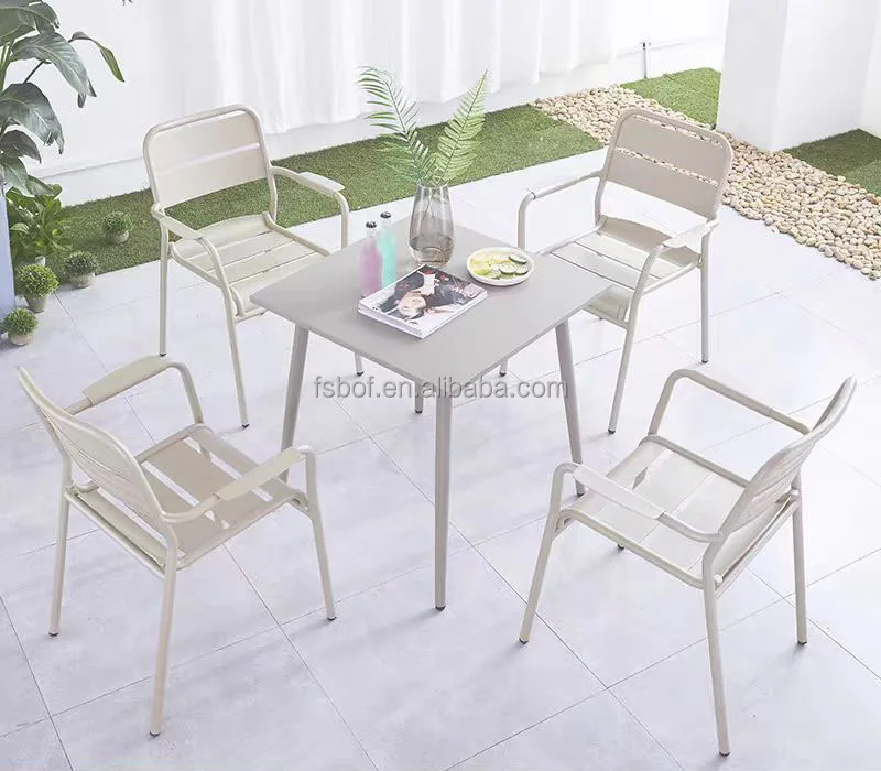 new design outdoor restaurant aluminum stacking chair tables stack chairs garden terrace coffee shop cafe table stackable chair