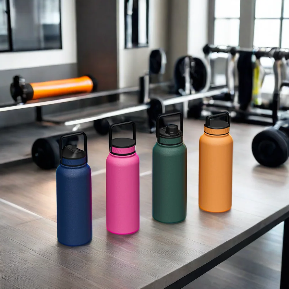 32oz Motivational Fitness Insulated Sport Gym Stainless Steel Sports Water Bottle 1000ml Water With Silicone Straw