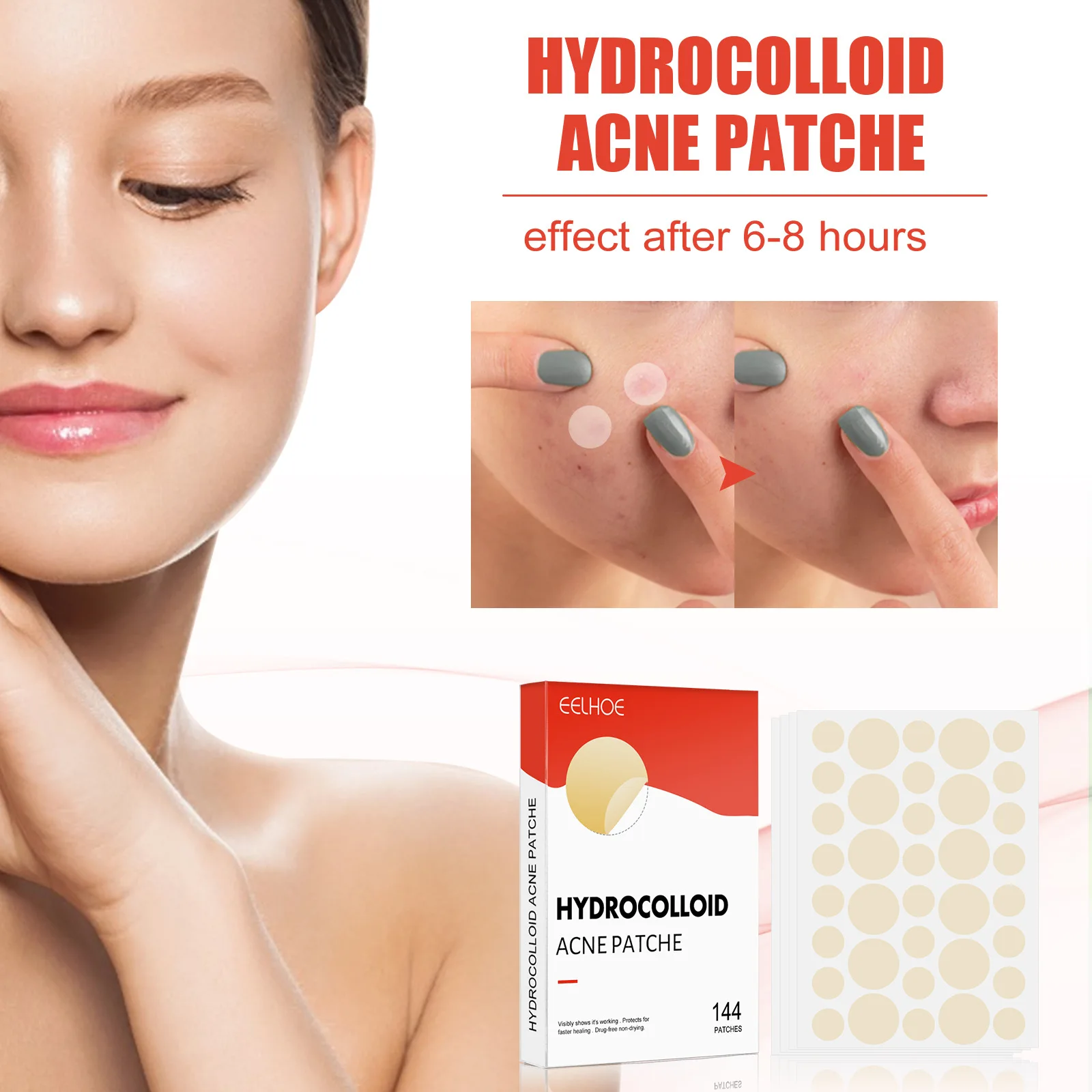 Safe skin protection and effective skin cleaning good quality hydrocolloid 144pcs/box acne patch