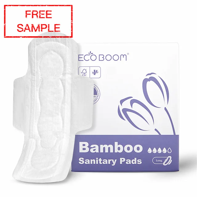 ECO BOOM free shipping pack ladies night stock sanitary pads in bulk organic cotton compostable woman panty liner