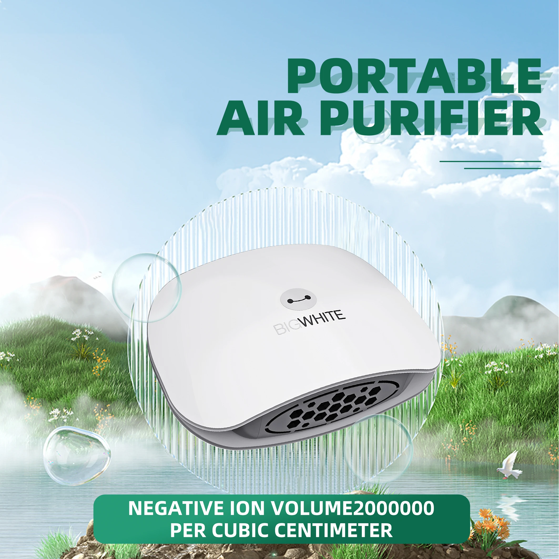 ISO9001 ionizer car air purifier 2023 Hot Selling DC3.7V Rechargeable Portable Air Purifier For Car