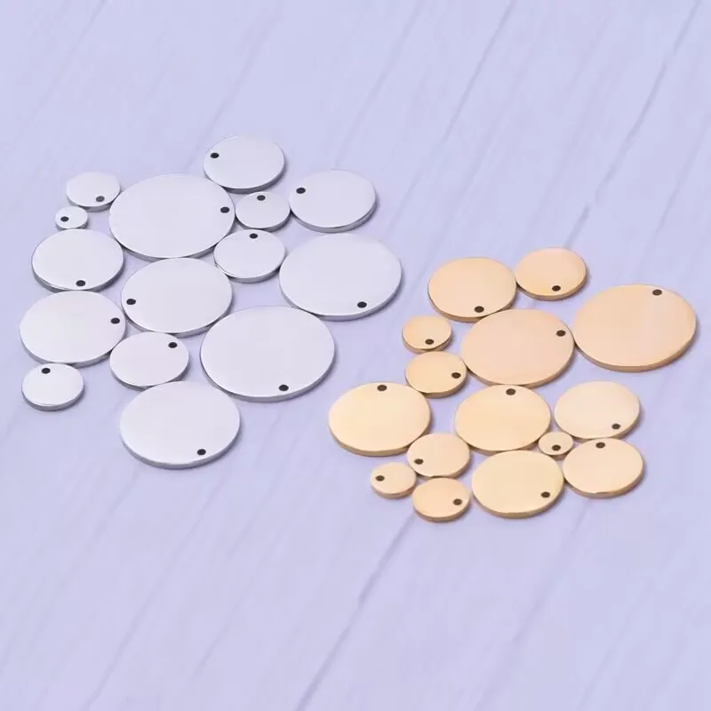 Wholesale Mirror Polished Custom Shiny Stainless Steel Silver Gold 15mm 18mm Blank Stamping Circle Disc Coin Charm Tags Pendant