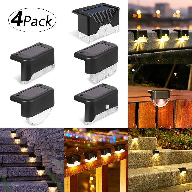 8 16 PCS Solar Step Lights Outdoor Waterproof Led Solar Stair Fence decoration Lamp for Patio Stairs Garden Yard