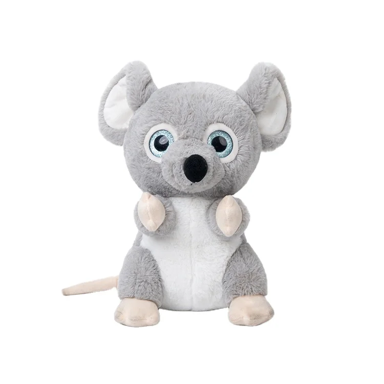 new design mouse rat soft stuffed plush toy stuffed big bright eyes grey and white mouse plush toy