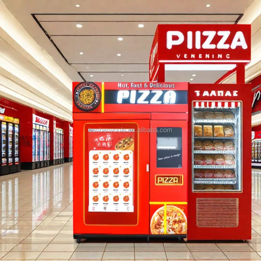 Full-Automatic Self-Vending Instant Food Pizza Machine Coin-Operated with Elevator and Touch Screen