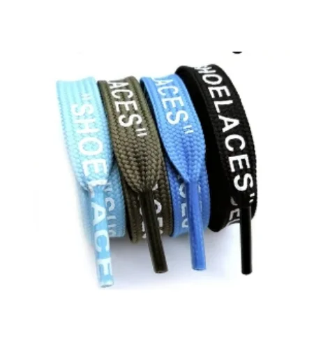 High Quality Colorful Logo Printing Wholesale Custom shoelace Printed Sport Fat Cotton Rope Shoe laces with logo