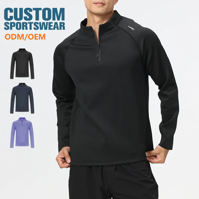 High Quality Customizable Logo Fast Dry Crew Neck Running Tracksuit Zipper Pullover Breathable Quick Dry Training Sporting