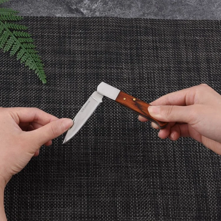 Strong Folding Knife with Fine Polishing Wooden Handle in Series Sizes for Daily Use, Office & Outdoor