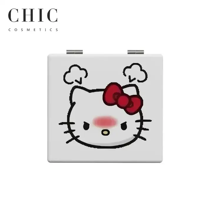 Helloed Kitty Small Portable Personalised Fashionable Mirror Square Double side Fold Portable Makeup Compact Mirror Beauty Tools