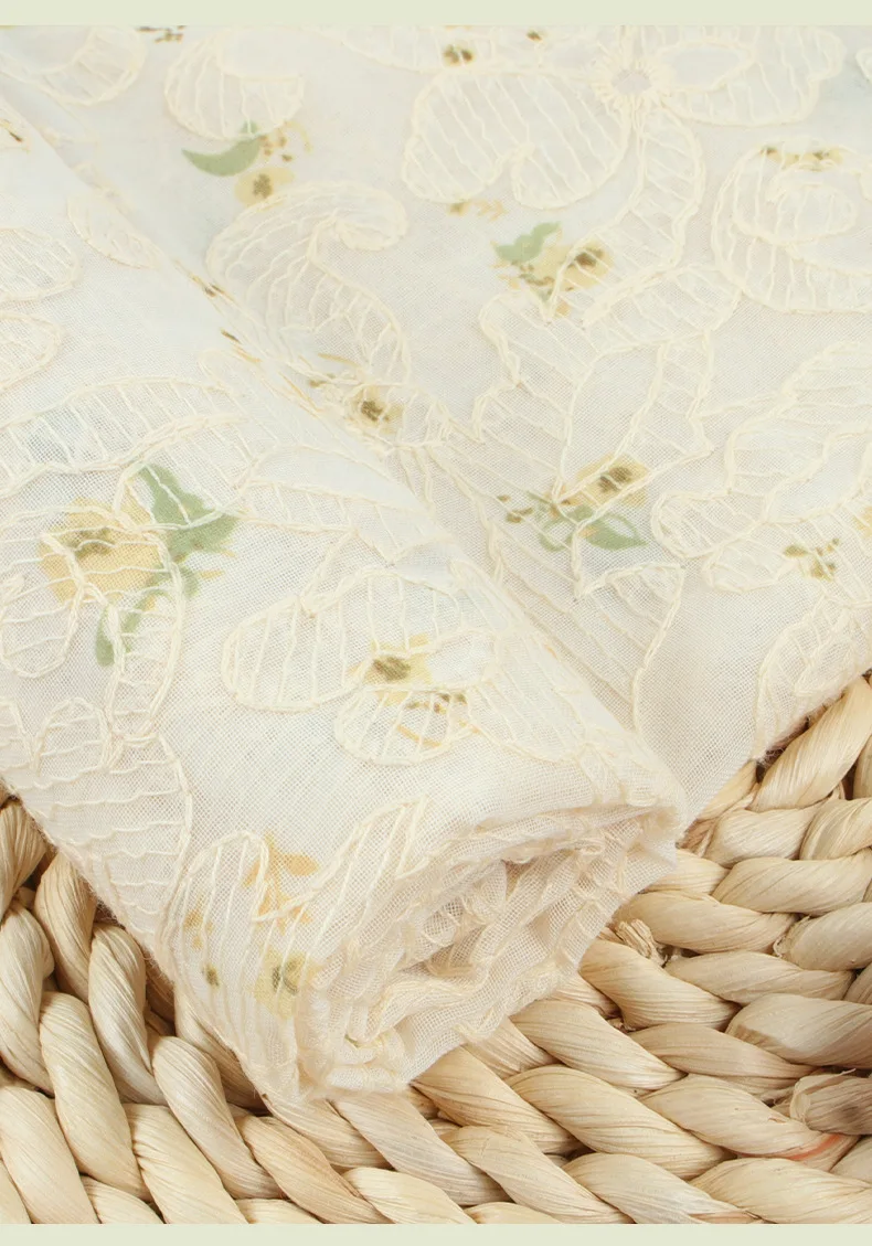 Wholesale High Quality Nature Fiber Cotton Embroidery Fabric Lace For Curtains