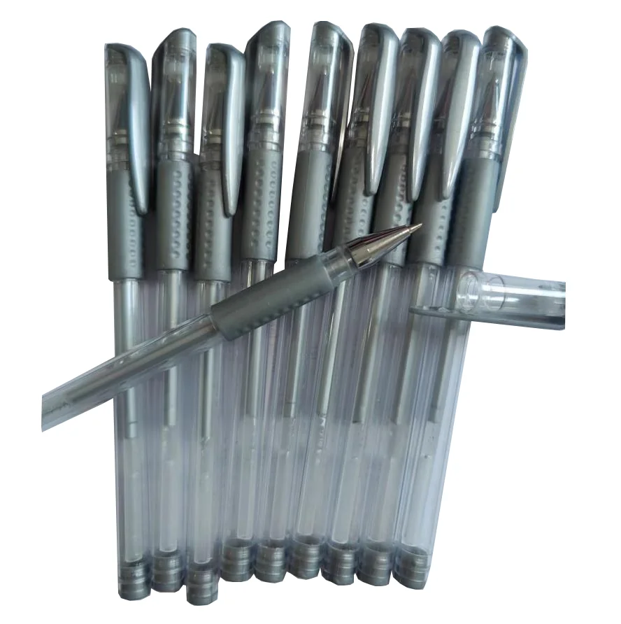 China Factory supplies smooth writing Neutral pen Grey White gold ink handwritten pen 0.8mm office School GEL Pens for Students