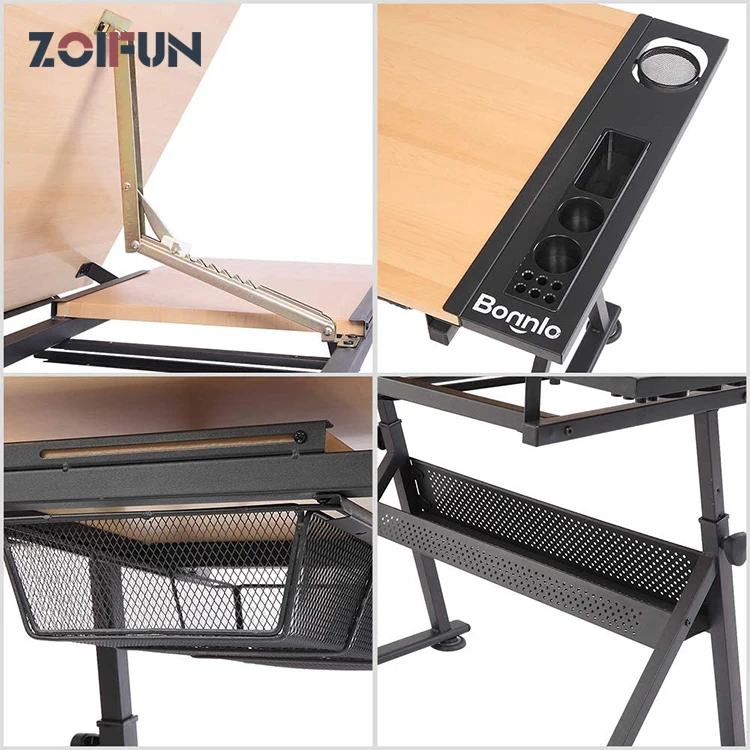 Wooden Adjustable Drawing Tilting Desk Drafting Table Drawing Desk For Drawing