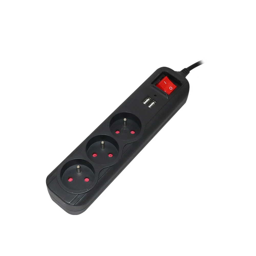 Штепсельная розетка shuko французского типа с 3 розетками и 2