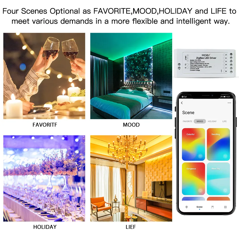 Светодиодный контроллер ZigBee RGB Plus CCT диммер приложение Smart Life управление через Tuya Alexa Echo Smartthing