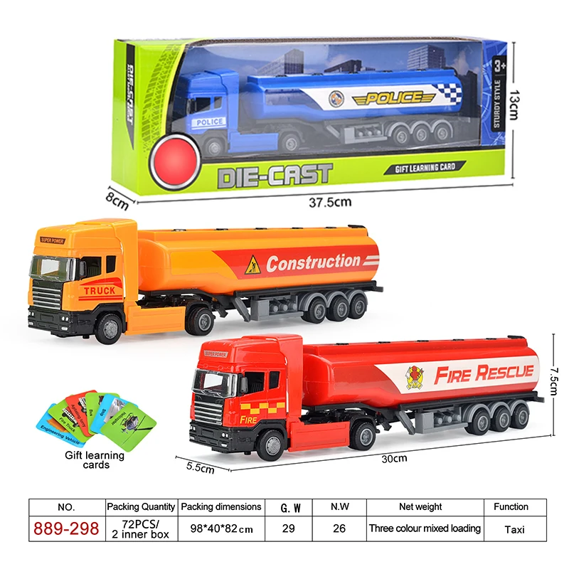 1:48 Oil Tank Truck Pull-back Vehicle Diecast Toy Simulation Tanker Trucks Alloy Model Diecast Car Toy Oil Tank Truck