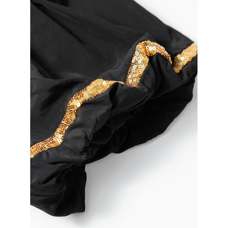 Dear-Lover Wholesale Fast Shipping New Arrivals Game Day Trim Bubble Sleeve Sequin Shirt Dress For Women