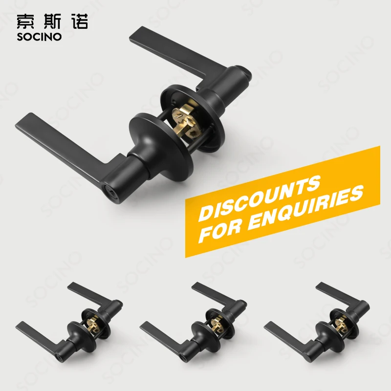 Modern Chrome Black Aluminum Alloy Door Lock Leather Lever Handle Matte Black Bedroom Privacy Security Wooden Interior Windows