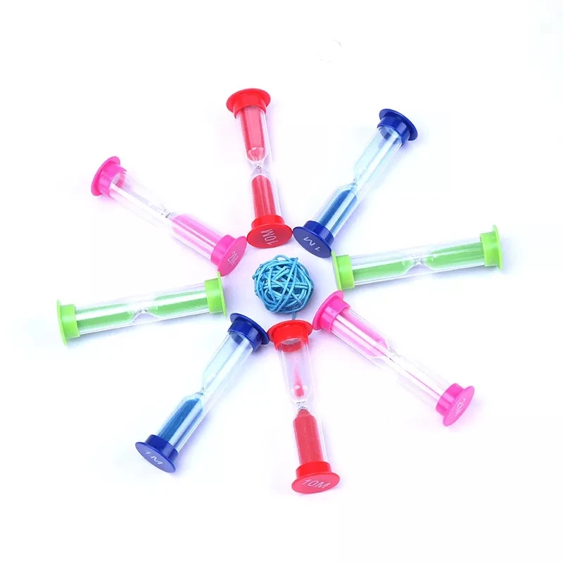 Customized Wholesale 1 2 3 4 5 minute colorful plastic sand timer hourglass for kids toy and board game sand clock