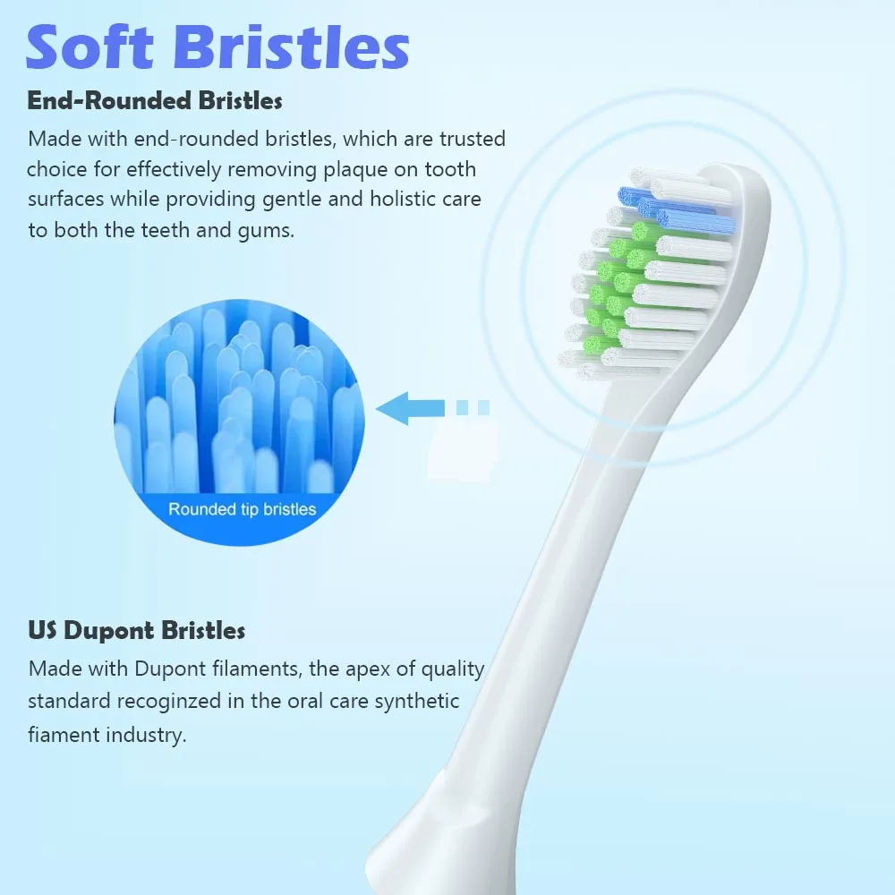 Wholesale Genuine US Dupont round-end filaments Toothbrush Replacement Heads for Gum Health HX9023/65