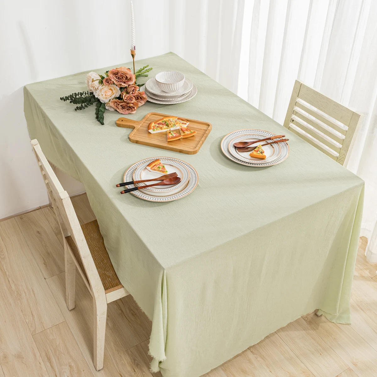Super soft solid table cloth white light green grey stain table path for wedding banquet garden party decorative