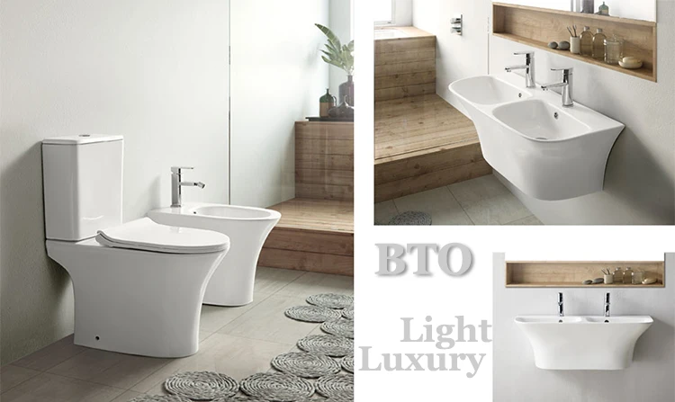 BTO Euro-Standard Easy- cleaning bathroom Inodoro WC Rimless P-trap toilet water Closet Two Piece Ceramic Toilets bowl