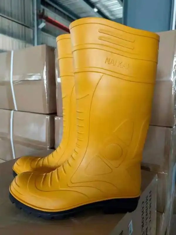 Высококачественные сверхпрочные водонепроницаемые резиновые стальные ботинки с носком, стальная подошва, ПВХ Защитные дождевые сапоги для промышленного строительства