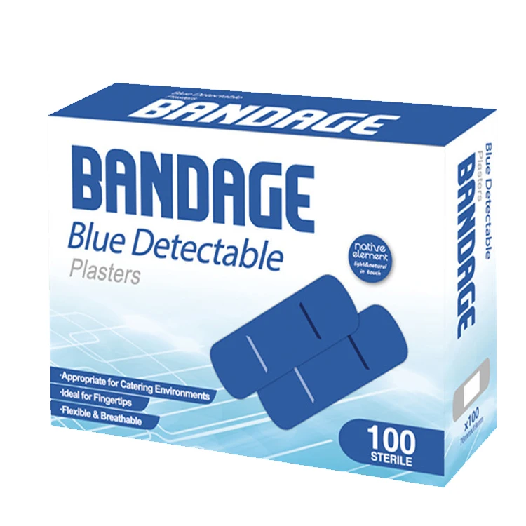 Wedacraftz Medical consumables Blue detectable plasters waterproof PE Adhesive first aid bandage with box 100pcs packed