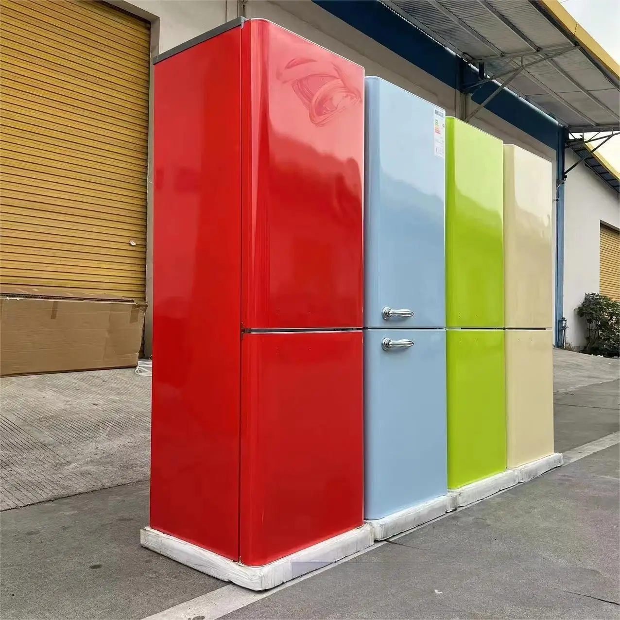 212L 300L Large capacity American retro red yellow orange blue green Double-door refrigerator bottom-freezer refrigeration t