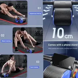 Automatic Rebound Abdominal Wheel Double Round Wheels Roller Domestic Abdominal Exerciser Wheel Gym Equipment For Core Workouts