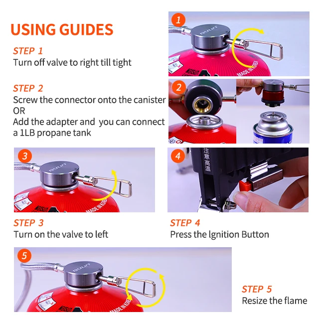 Bulin camping gas stove with 3 burner big power backpacker can be portable mini stove