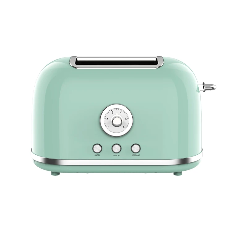 Custom logo timer Retro 2 slice Toaster Stainless Steel Electric POP UP Bread Toaster with Grill