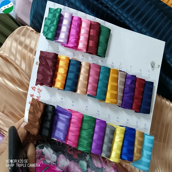 wholesale woven jacquard silky satin fabric stock lots for dress garment