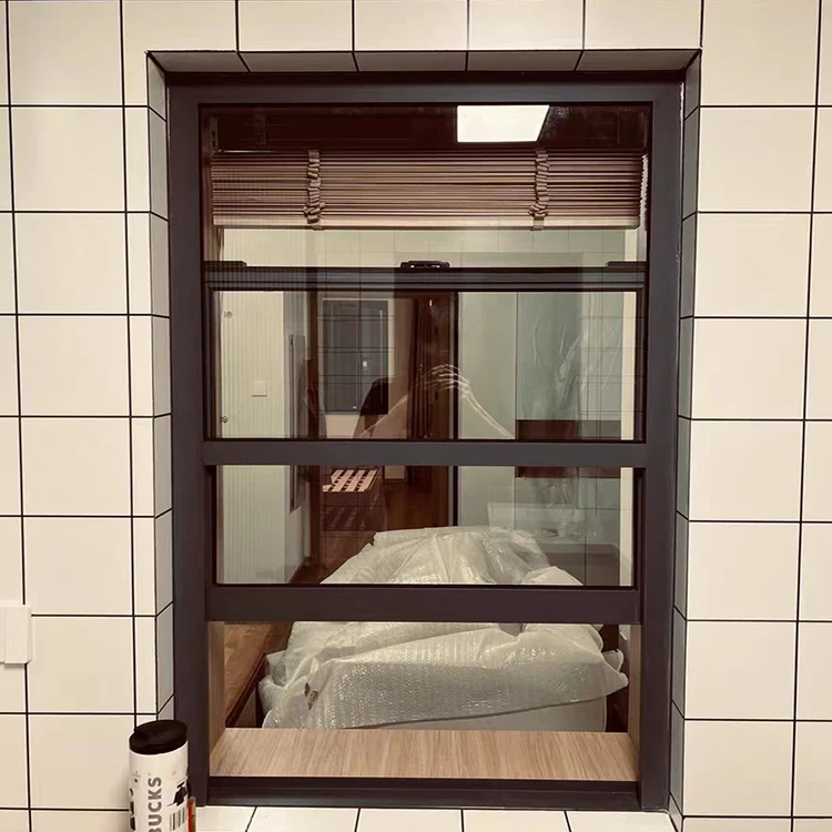 Высококачественное двойное остекление для дома в американском стиле с отжиманием вверх и вниз открывающиеся стеклянные одинарные/двойные окна