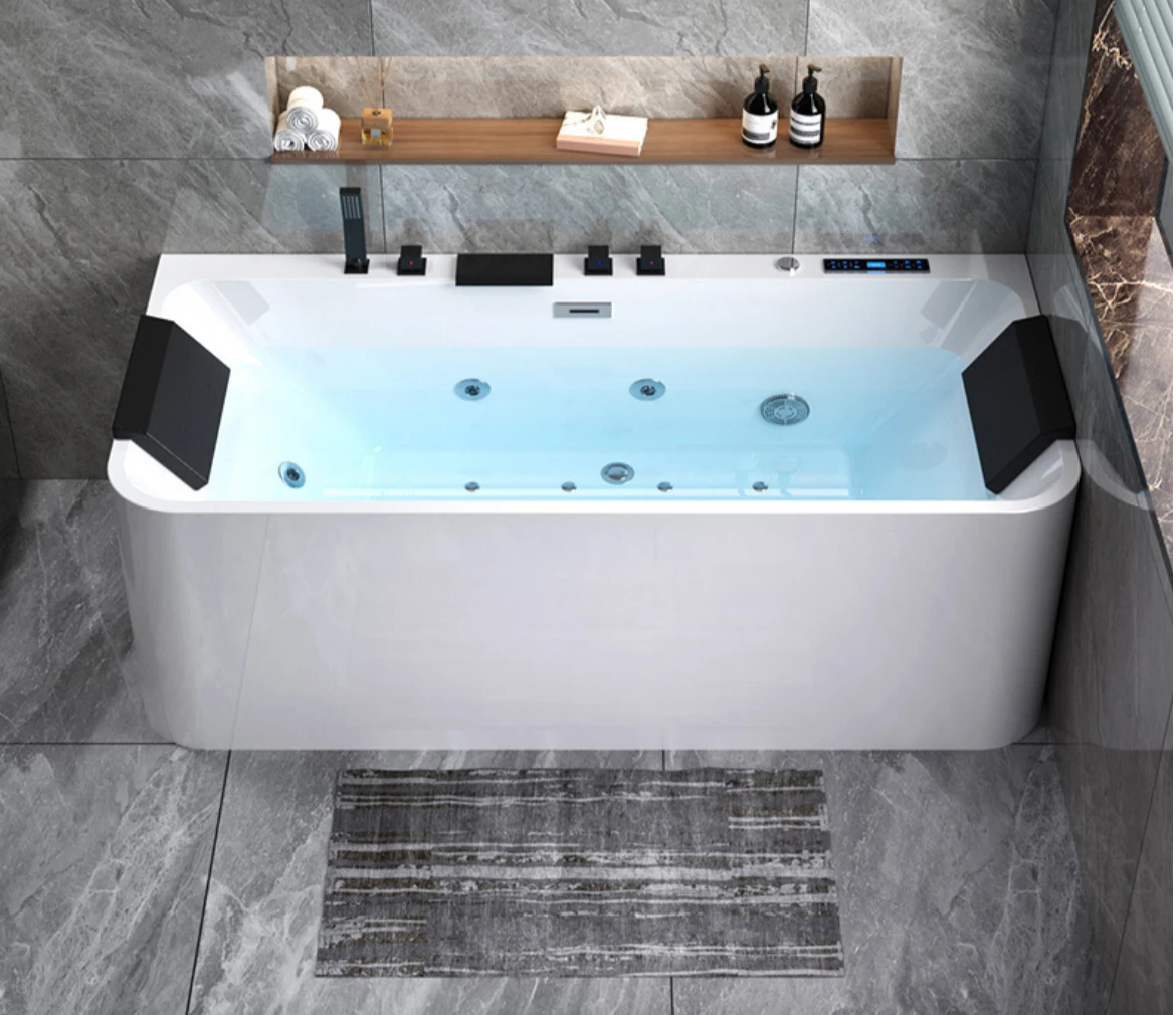 Lizhen-Hwa.Con Bathroom Modern Color Light Electric Freestanding Whirlpool Massage Waterfall Spa Bathtub