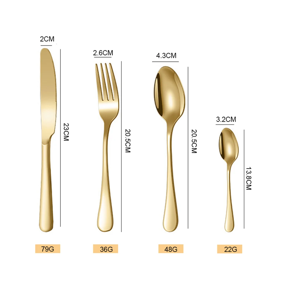 Stainless Steel Knife Fork Spoon Set 16pcs Gold Rose Gold Flatware Silverware Cutlery Set With Paper Box