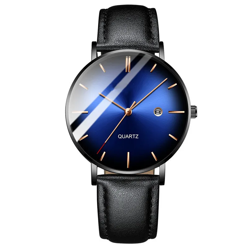 
Your own brand cheap genuine leather watch quartz movement stainless steel business watches men wristwatch de hombre 