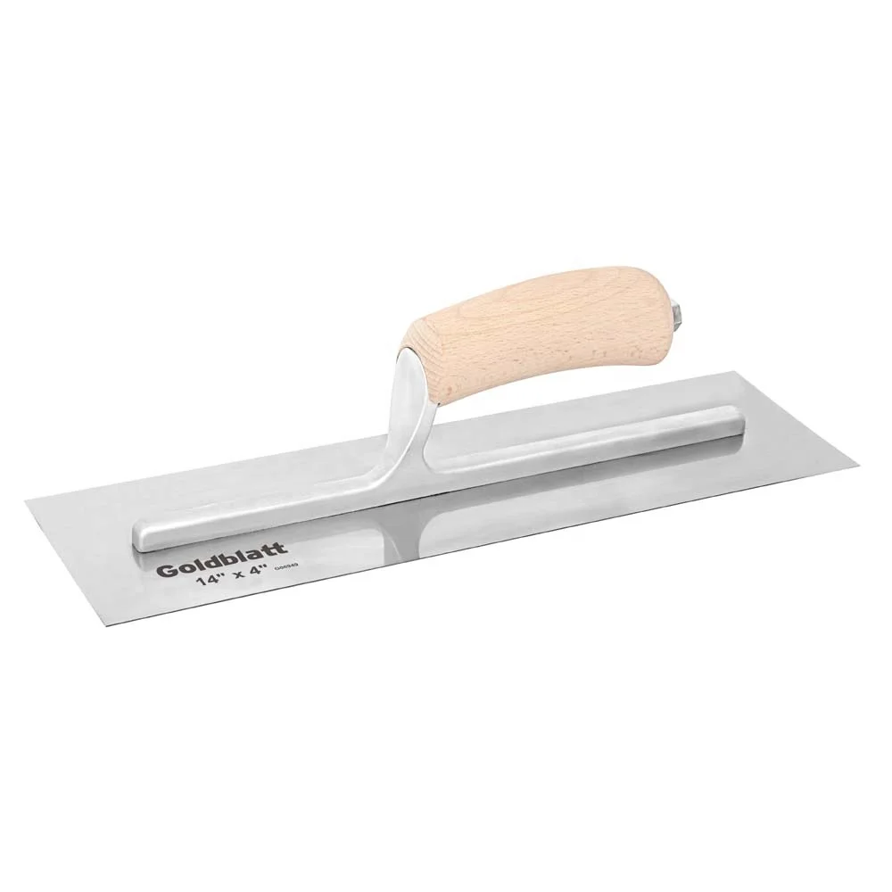 Goldblatt durable spring steel Trowel with Wooden Comfortable handle Grip 14in x 4in Rivet Trowel