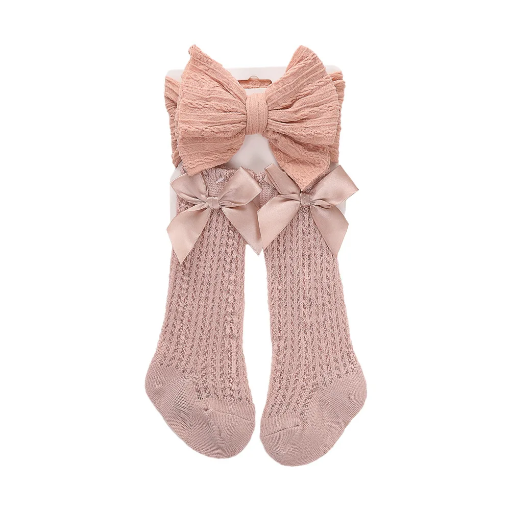 High quality hot sale bow knot girls wear baby socks gift sets wholesale price fashion cute baby caps and socks