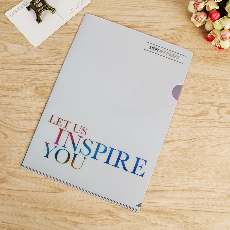 L-Type Customized Design Print LOGO A4 Document PP Plastic File Folders Sheet Protector