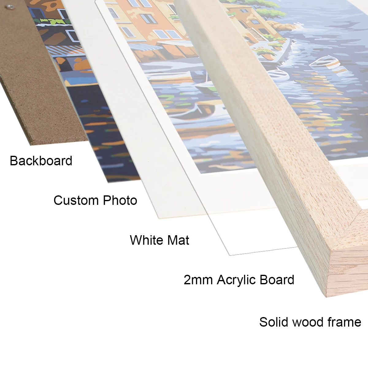 Wholesale Modern Style 30x40cm Photo Picture Solid wood frame Wall Hanging Oak Set With Mat