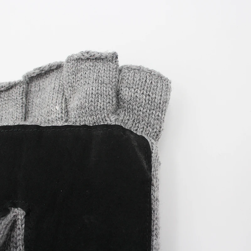 Thinsulate Lined Winter Shell Ragg Mittens Wool Yarn Half Finger Gloves With Pig Split Patch On The Palm Side Fleece Gloves