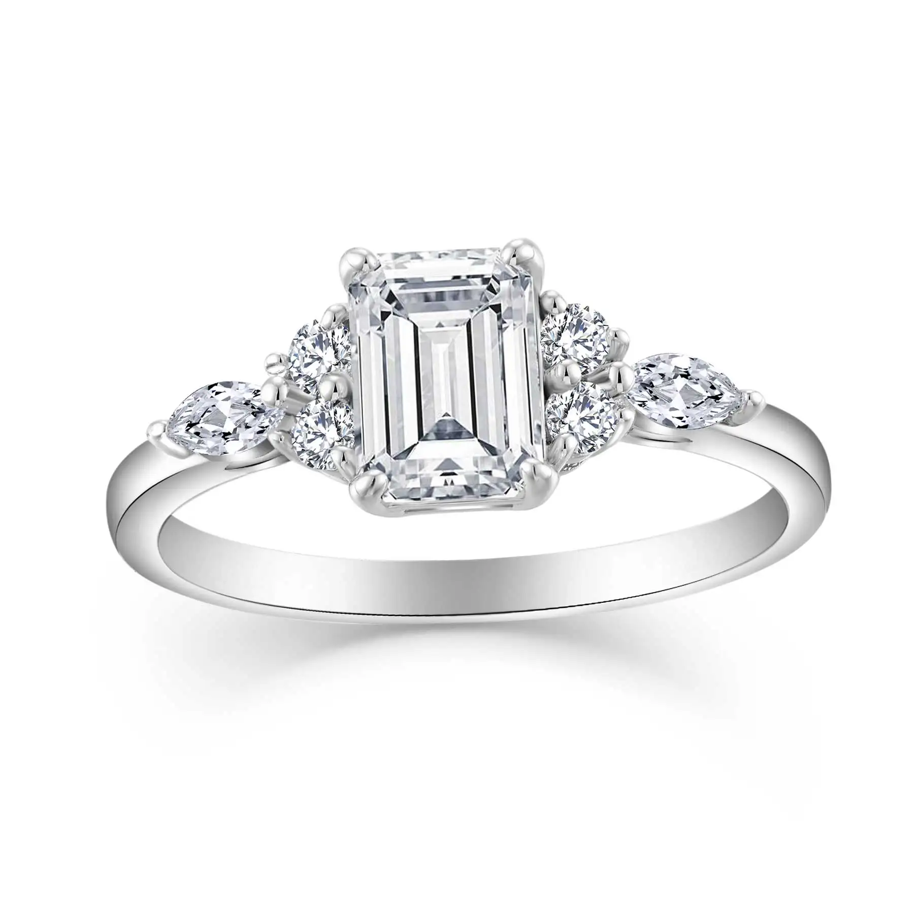 fine jewelry zircon ring s925 sterling silver ring emerald cut wedding engagement  ring for women gift gemstone custom jewelry