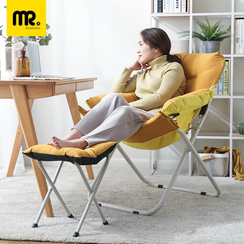 
Modern Foldable Lounger Single Metal Leisure Recliner Living Room Chair 