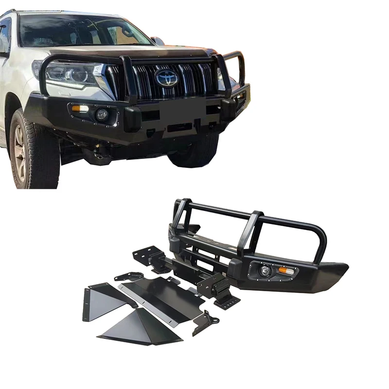 Auto Accessories Powder Coated Black Steel Bullbar Front Bumper Rear Bumper Side Steps For Toyota Prado 120 Prado 150