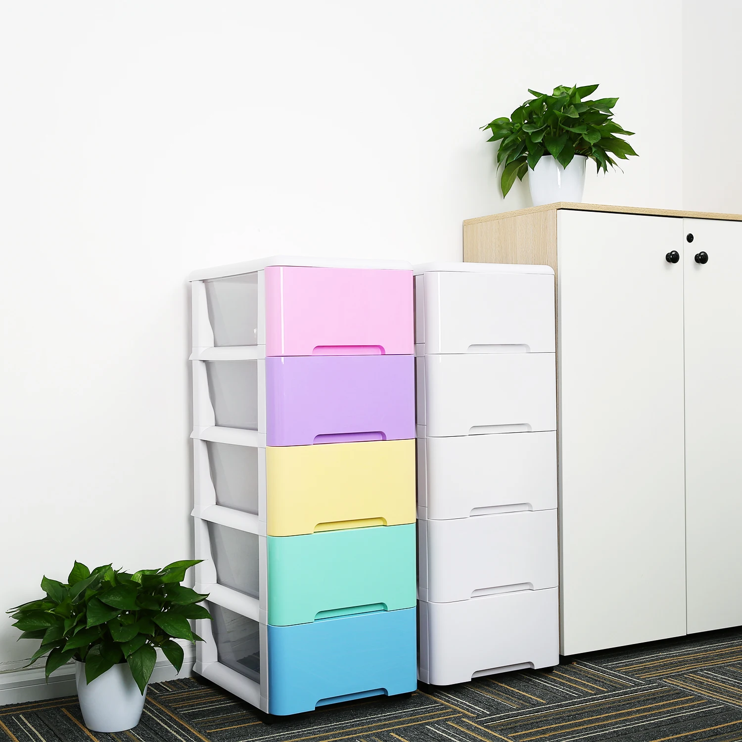 Merryart Organizer Cabinet Rolling Storage Cart 5-drawer Plastic with Frame Storage Drawers Injection Multifunction CLASSIC